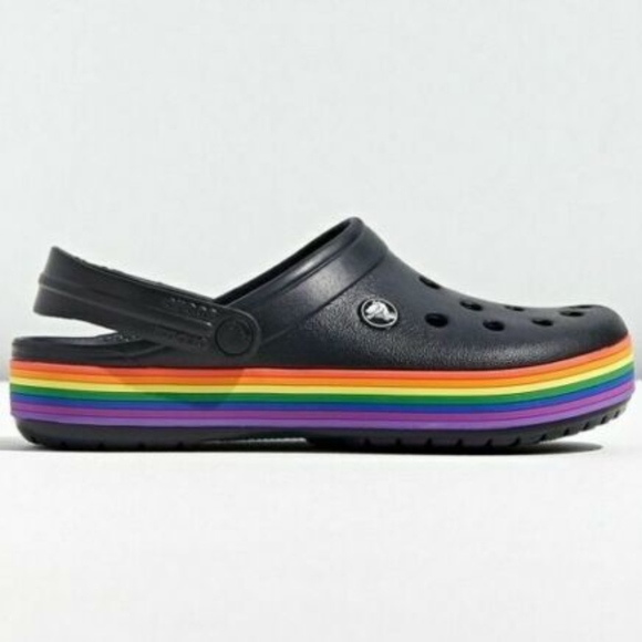 black rainbow crocs